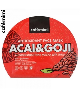 Antyoksydacyjna- witaminowa maska na twarz w płachcie ACAI i GOJA - wszystkie typy skóry, 22 g - CAFE MIMI